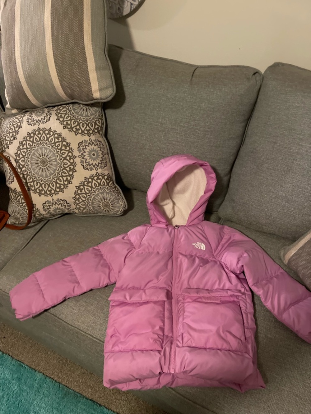 The North Face Kids Pink Puffer Jacket with Hood